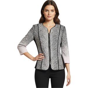 Joseph Ribkoff Zip Jacket Black Pink Jacquard Textured Size 8
